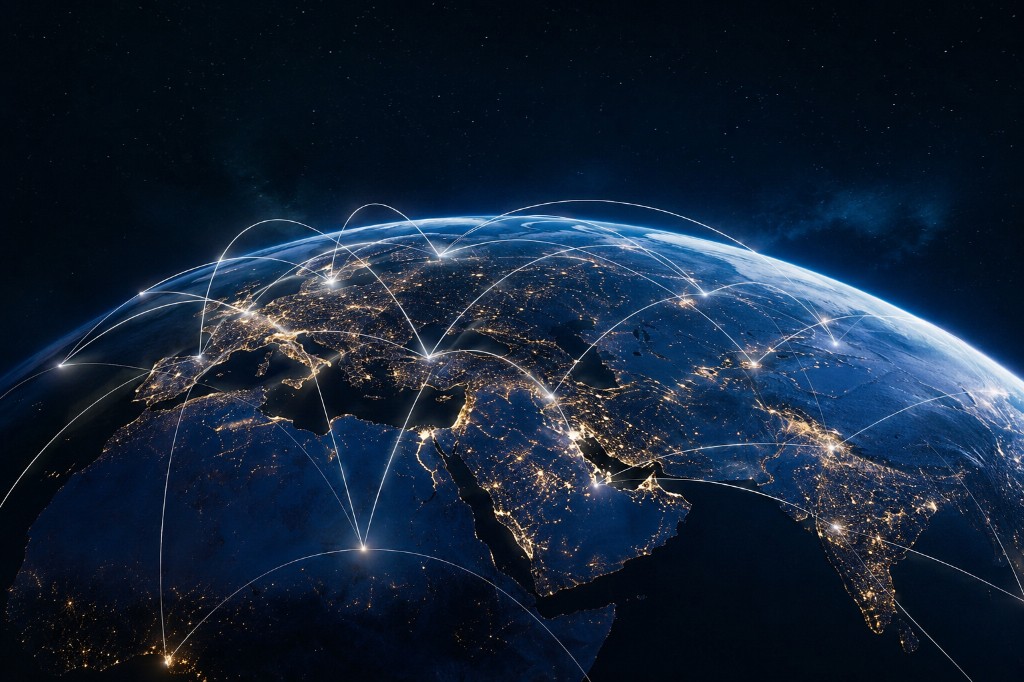 Earth at night showing global connectivity